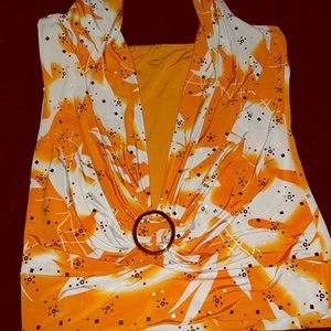 Orange sparkly halter party top!